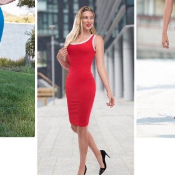 NWT Tam Ware Scoop Neck Casual Racerback Bodycon Tank Midi Dress Large - Picture 4 of 7